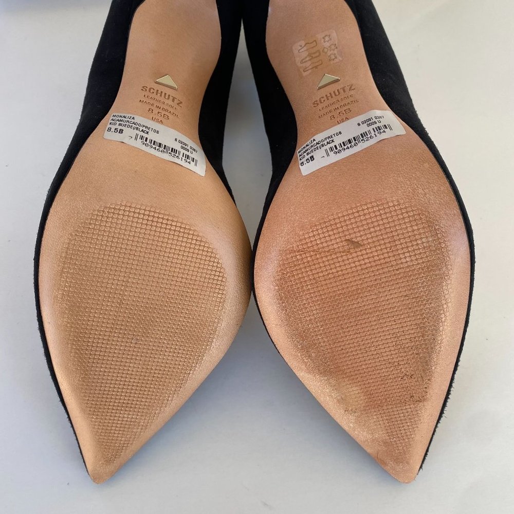NIB SCHUTZ MONALIZA BLACK SUEDE POINT TOE PUMPS SZ 9 10 - Picture 8 of 9